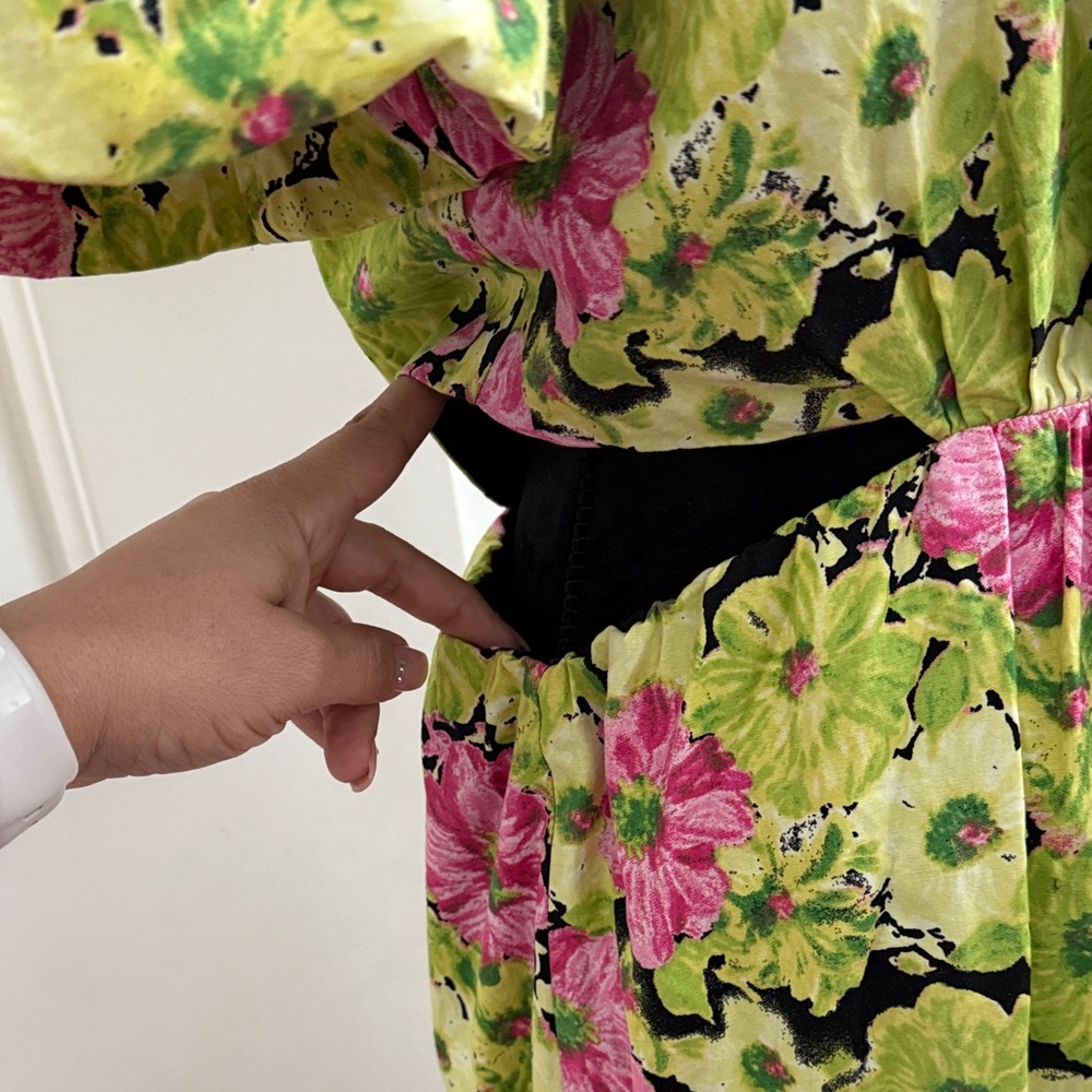 Wayf Vibrant Floral Maxi Dress in Green and Pink - Picture 2 of 8